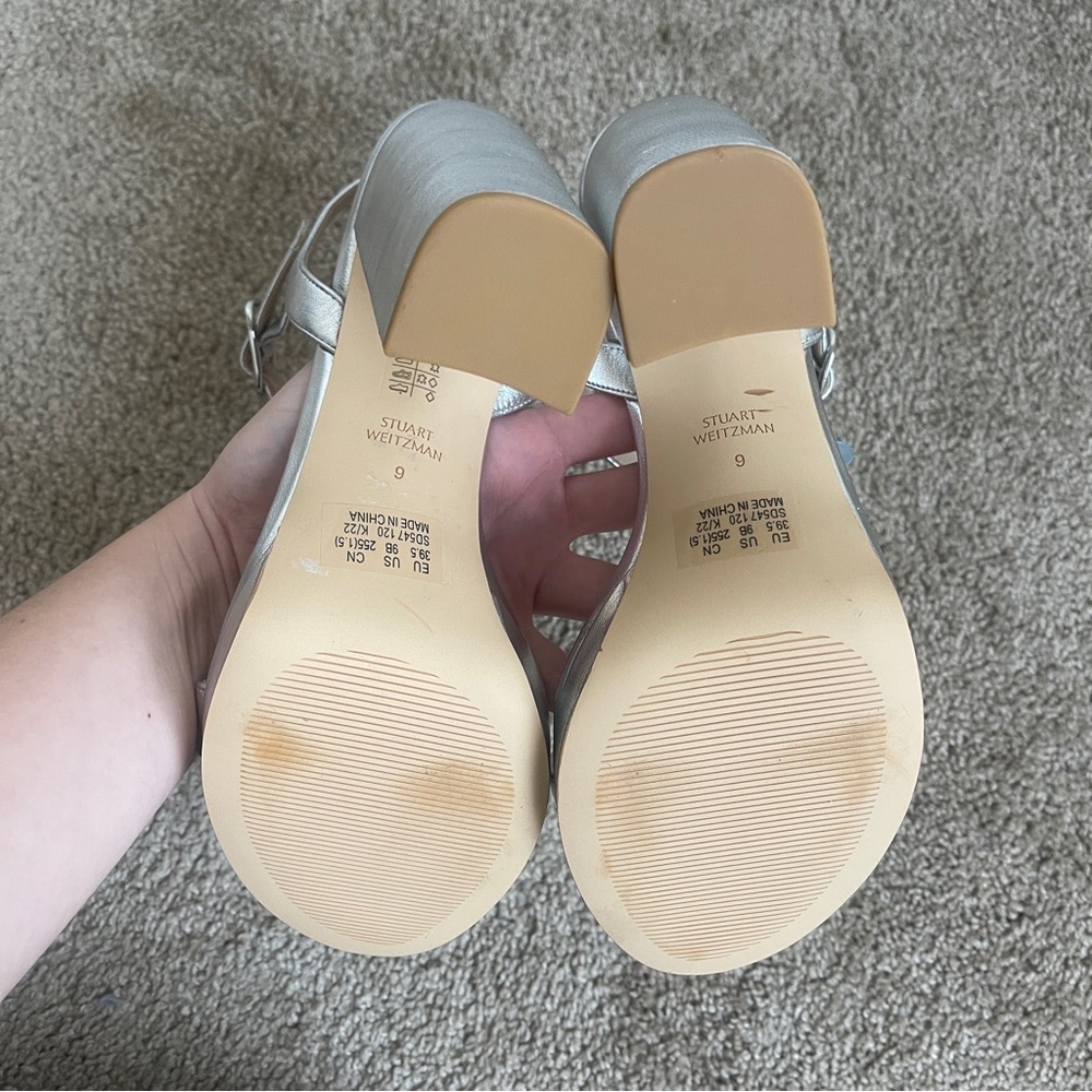 Stuart Weitzman Silver Platform Metallic Heels - image 9